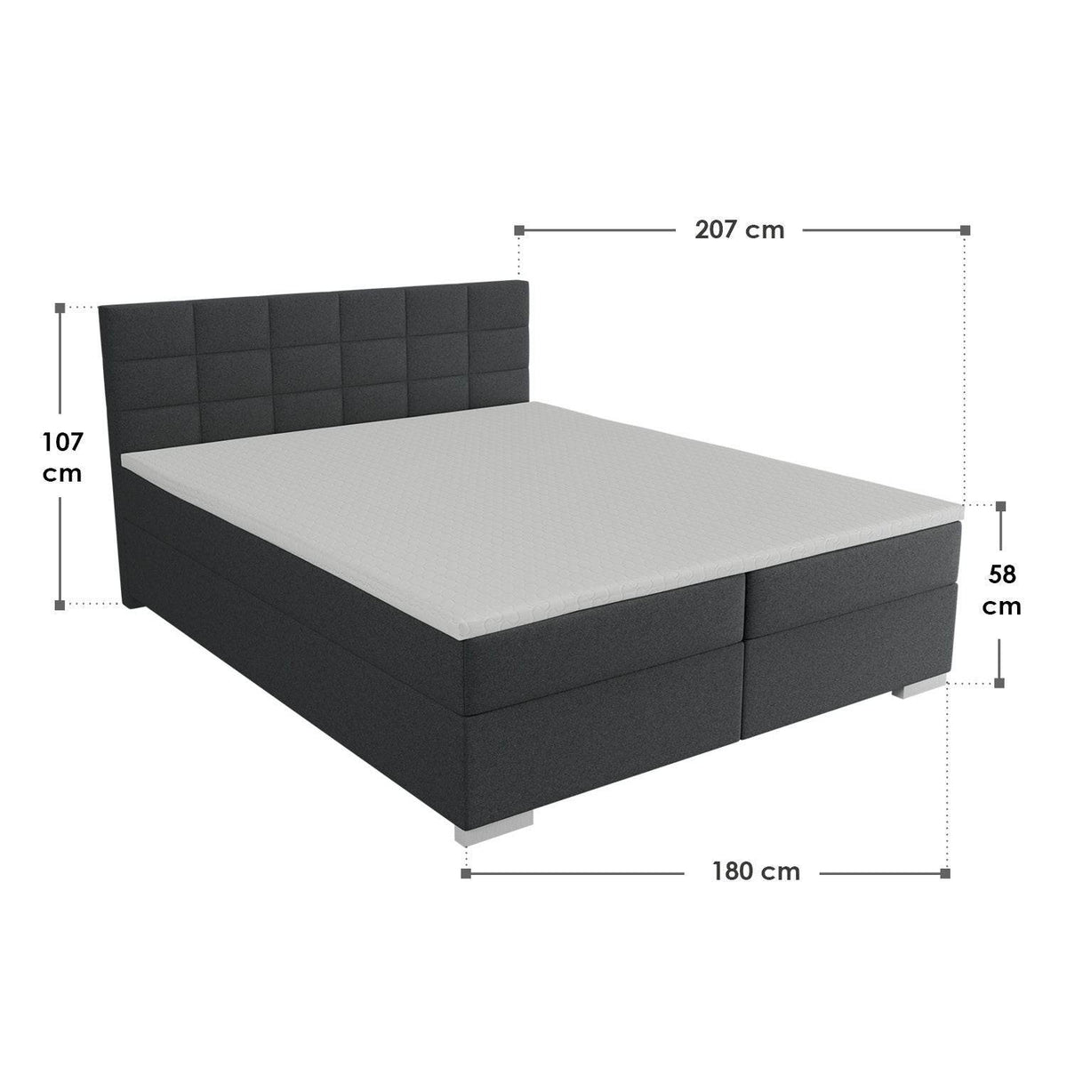 Boxspringbett Seattle 180x200 cm - Dunkelgrau - Palo24