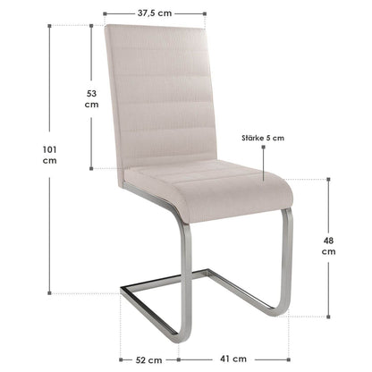 Freischwinger Stuhl Vegas 2er-Set Cord - Beige - Palo24