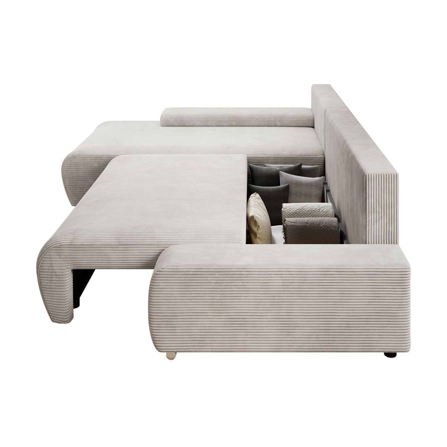 Sofa Iseo in L-Form mit Schlaffunktion Beige - Palo24