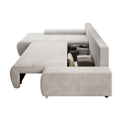 Sofa Iseo in L-Form mit Schlaffunktion Beige - Palo24