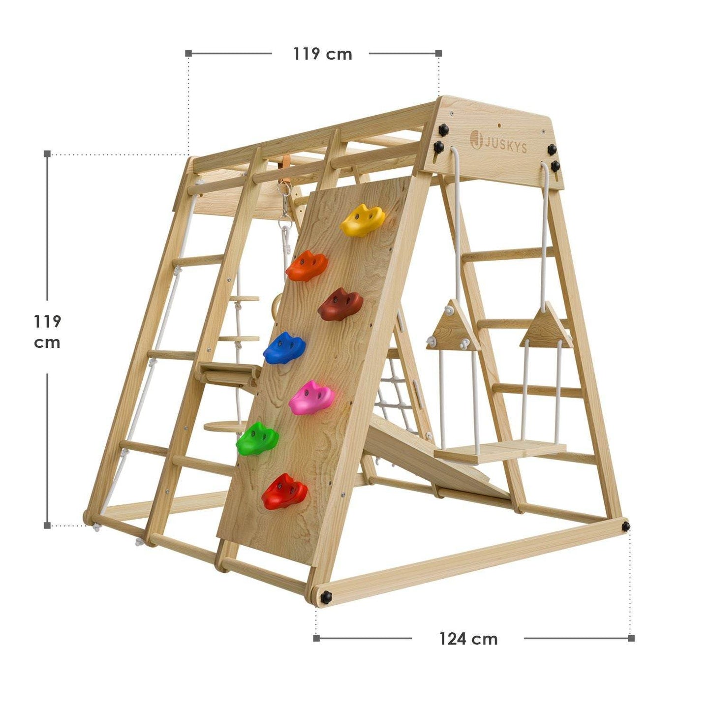 Maxi Klettergerüst für Kinder mit Rutsche - Natur - Palo24