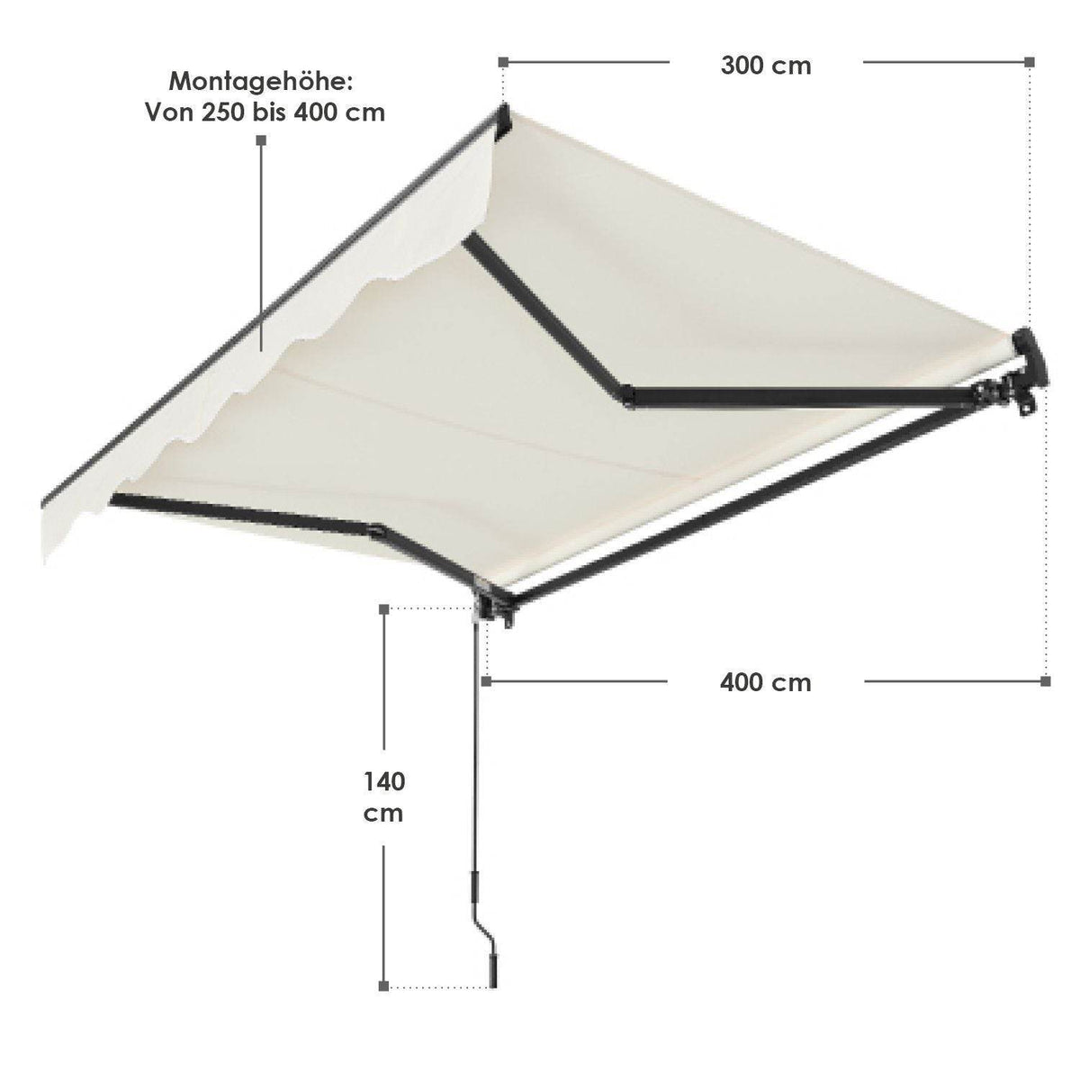 Gelenkarmmarkise 400 x 300 cm Beige - Palo24