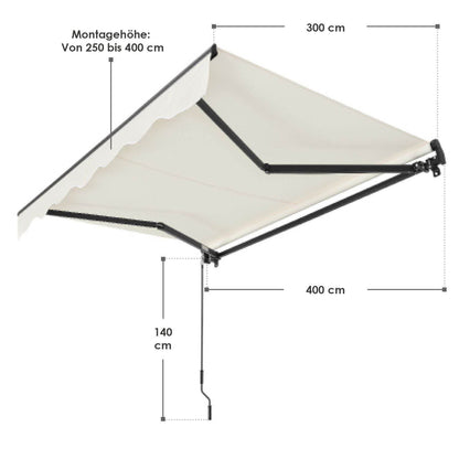 Gelenkarmmarkise 400 x 300 cm Beige - Palo24