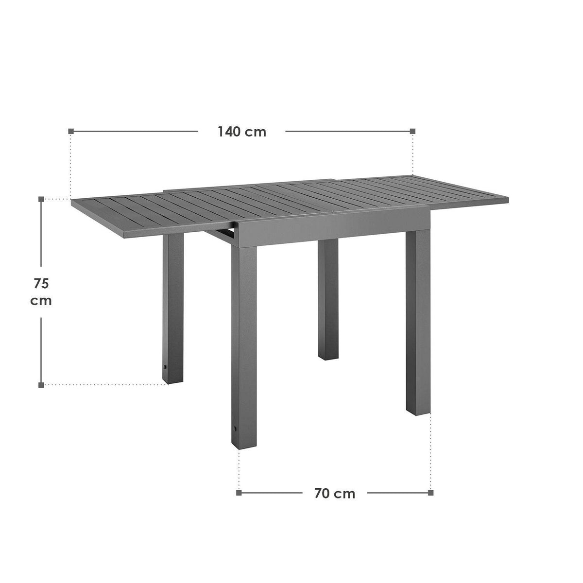 Alu Gartentisch Laki 70x70 cm ausziehbar - Anthrazit - Palo24