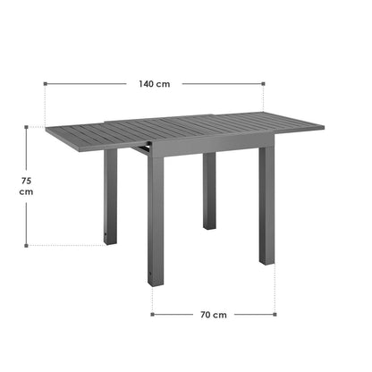 Alu Gartentisch Laki 70x70 cm ausziehbar - Anthrazit - Palo24