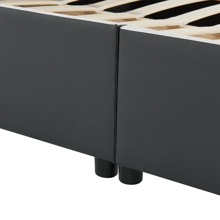 LED Polsterbett Sevilla 140x200 cm Lattenrost dunkelgrau