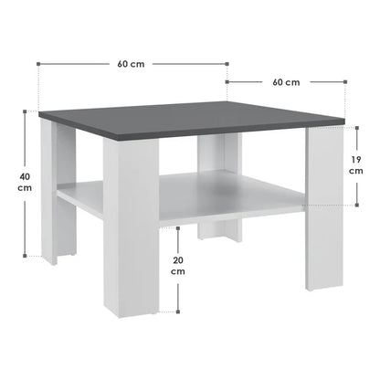 Couchtisch 60x60 cm Weiss Dunkelgrau