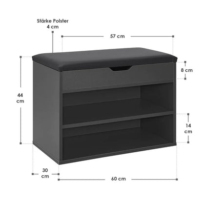 Schuhregal 60x30x44 cm Grau / Schwarz