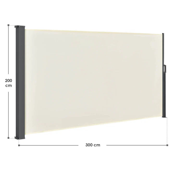Seitenmarkise Dubai 300 x 200 cm Ausziehbarer Sichtschutz beige