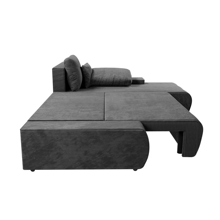 Sofa Iseo mit Schlaffunktion mit Cord-ähnlichem Stoff Dunkelgrau - Palo24