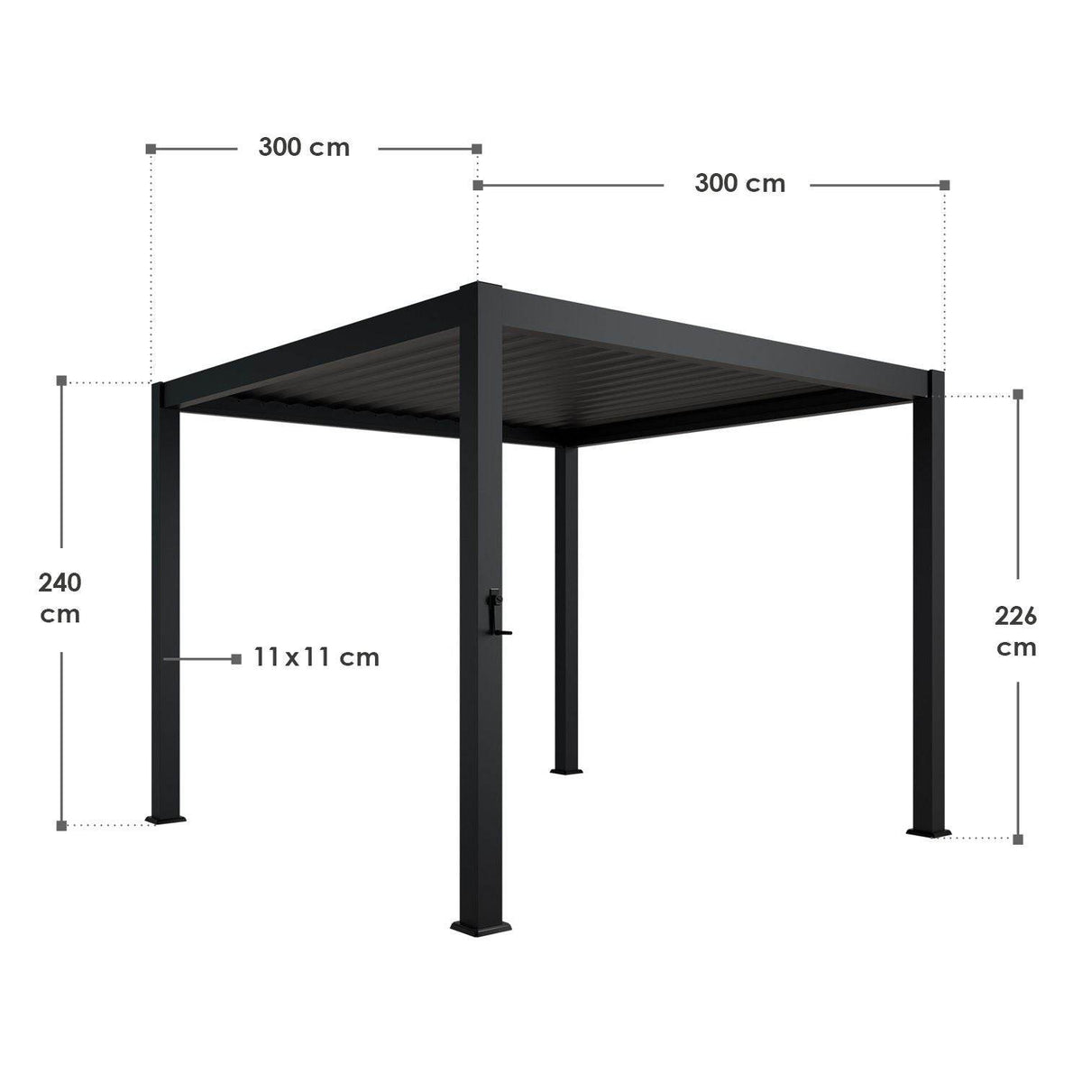 Lamellendach Tahiti 3x3 m mit verstellbaren Lamellen Anthrazit - Palo24