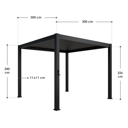 Lamellendach Tahiti 3x3 m mit verstellbaren Lamellen Anthrazit - Palo24