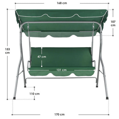 Altalena Hollywood Cecina 3 posti con struttura in acciaio verniciato verde