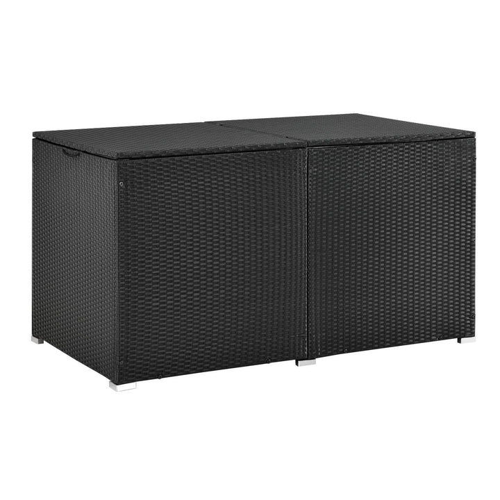 Contenitore per cuscini in polyrattan Ikaria nero con coperchio 950 litri