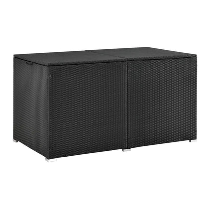 Contenitore per cuscini in polyrattan Ikaria nero con coperchio 950 litri