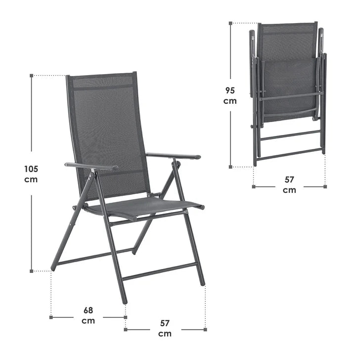 Gartenstuhl Calena 2er Set - 7-Fach verstellbare Rückenlehne - Anthrazit - Palo24