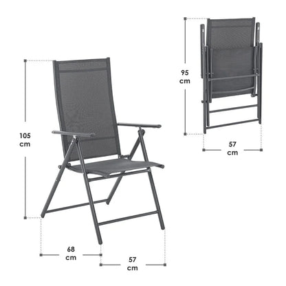 Gartenstuhl Calena 2er Set - 7-Fach verstellbare Rückenlehne - Anthrazit - Palo24