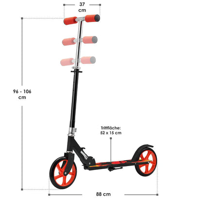 Scooter / Cityroller "Fire" schwarz / rot