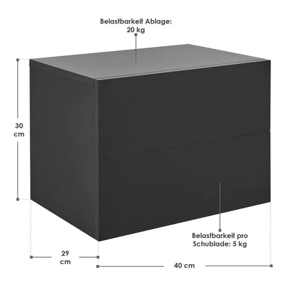 Wandschrank Nachttisch hängend Schwarz