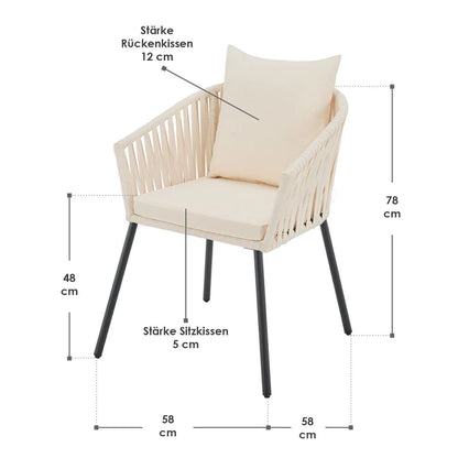 2er-Set Rope Gartenstühle Inkl. Kissen Beige - Palo24