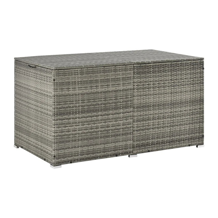 Boîte de rangement en polyrotin Ikaria gris avec couvercle 950 litres