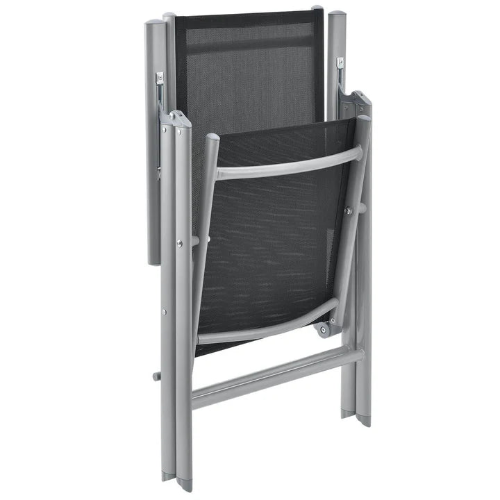 Aluminium Gartengarnitur Milano 7-teilig mit Tisch und 6 Stühlen silbergrau