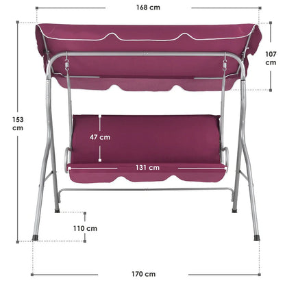 Altalena Hollywood Cecina 3 posti con struttura in acciaio verniciato rosso