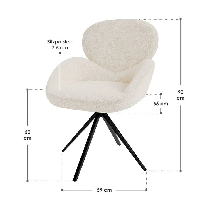 4er Esszimmerstuhl Drehstuhl Albano Creme