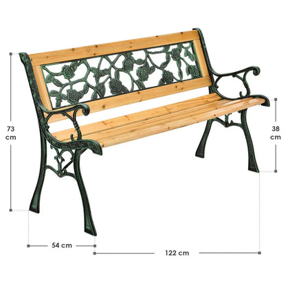 Panca da giardino 2 posti Venezia in legno verniciato e ghisa
