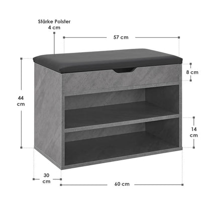 Étagère à chaussures 60x30x44 cm aspect béton / gris