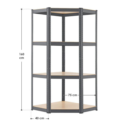 Mensola angolare portaoggetti Corner Easy 160 x 75 x 40-75 cm Grigio