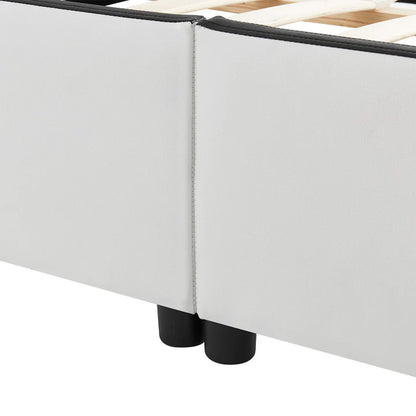 LED Polsterbett Sevilla 140 x 200 cm Lattenrost weiss