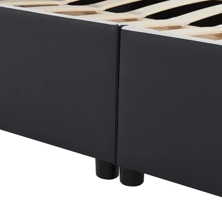 LED Polsterbett Sevilla 140 x 200 cm mit Lattenrost schwarz