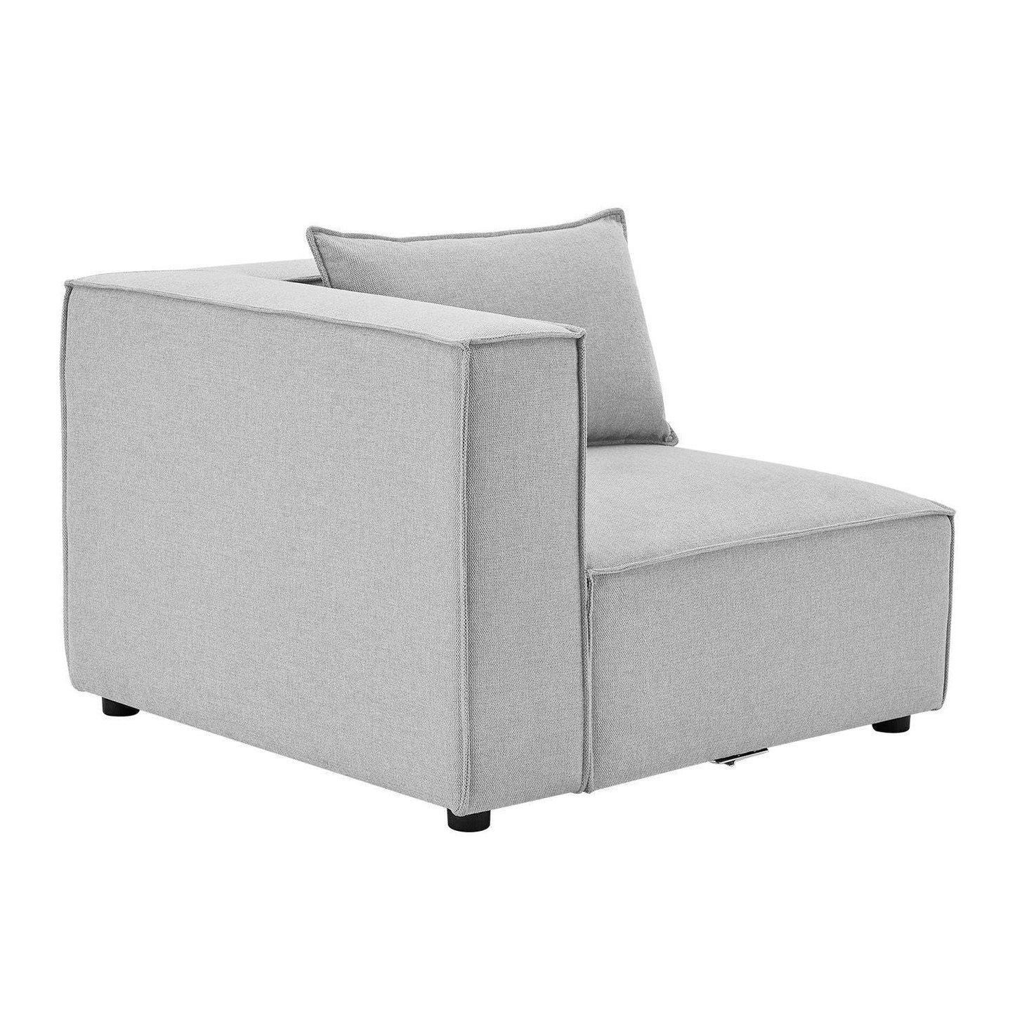Modulares Sofa Domas XXL - Wohnlandschaft Armlehnen & Kissen - Stoff Hellgrau - Palo24