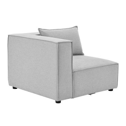 Modulares Sofa Domas XXL - Wohnlandschaft Armlehnen & Kissen - Stoff Hellgrau - Palo24