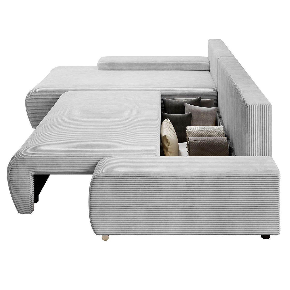 Sofa Iseo in L-Form mit Schlaffunktion Hellgrau - Palo24