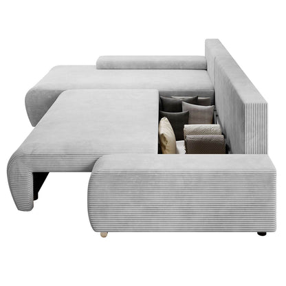 Sofa Iseo in L-Form mit Schlaffunktion Hellgrau - Palo24