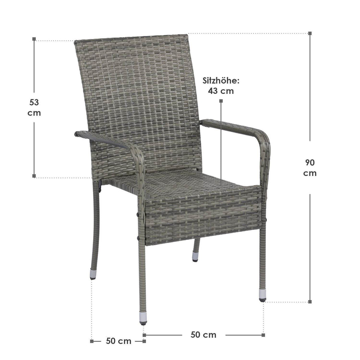 Polyrattan Gartenstühle Yoro 4er Set - Palo24