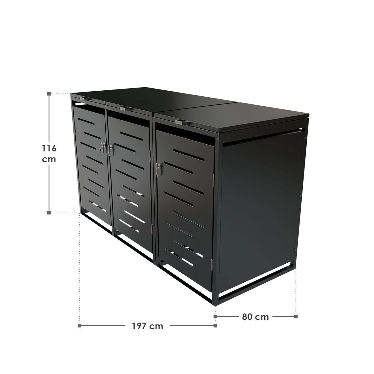 Metall Mülltonnenbox Arel 3er - Anthrazit - Palo24