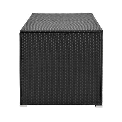Contenitore per cuscini in polyrattan Ikaria nero con coperchio 950 litri