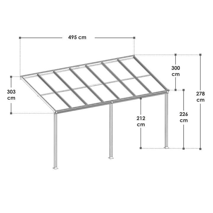 Terrassenüberdachung Borneo 5x3 m Weiss