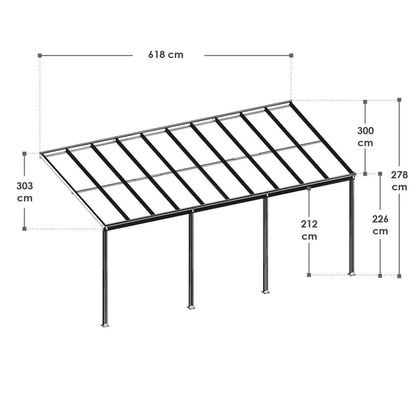 Terrassenüberdachung Terrassendach Borneo 6x3 m Weiss