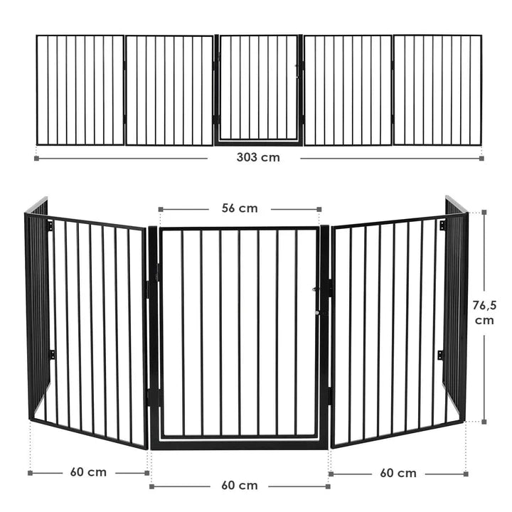 Metall Kaminschutzgitter 300 cm mit Tür und Befestigungsmaterial