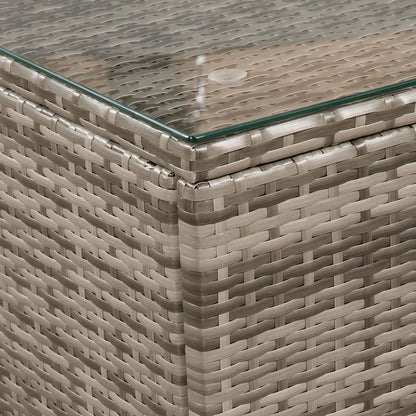 Polyrattan Lounge Sitzgruppe Nassau beige-grau mit Bezügen in Dunkelgrau