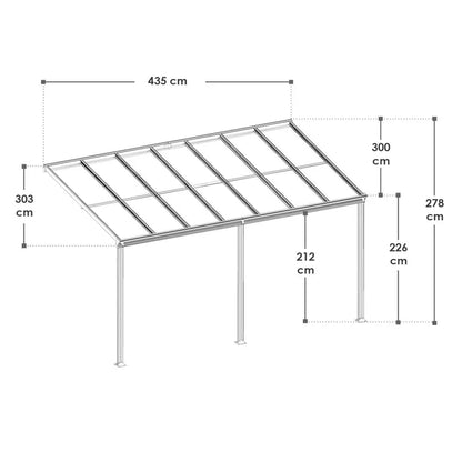 Toit de terrasse en aluminium Borneo 4x3m avec panneaux doubles blanc / transparent