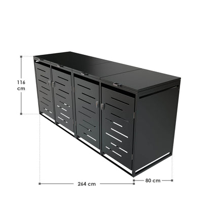 Metall Mülltonnenbox Arel 4er - Anthrazit - Palo24