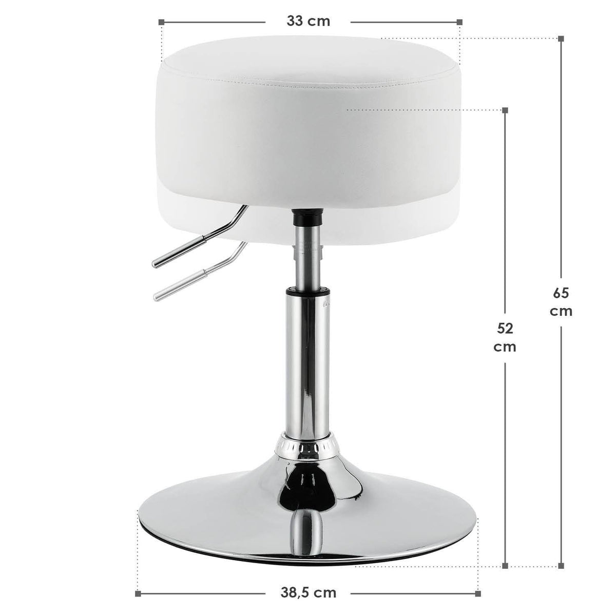 Schminktisch-Hocker Höhenverstellbar Tonia Weiss-Silber - Palo24