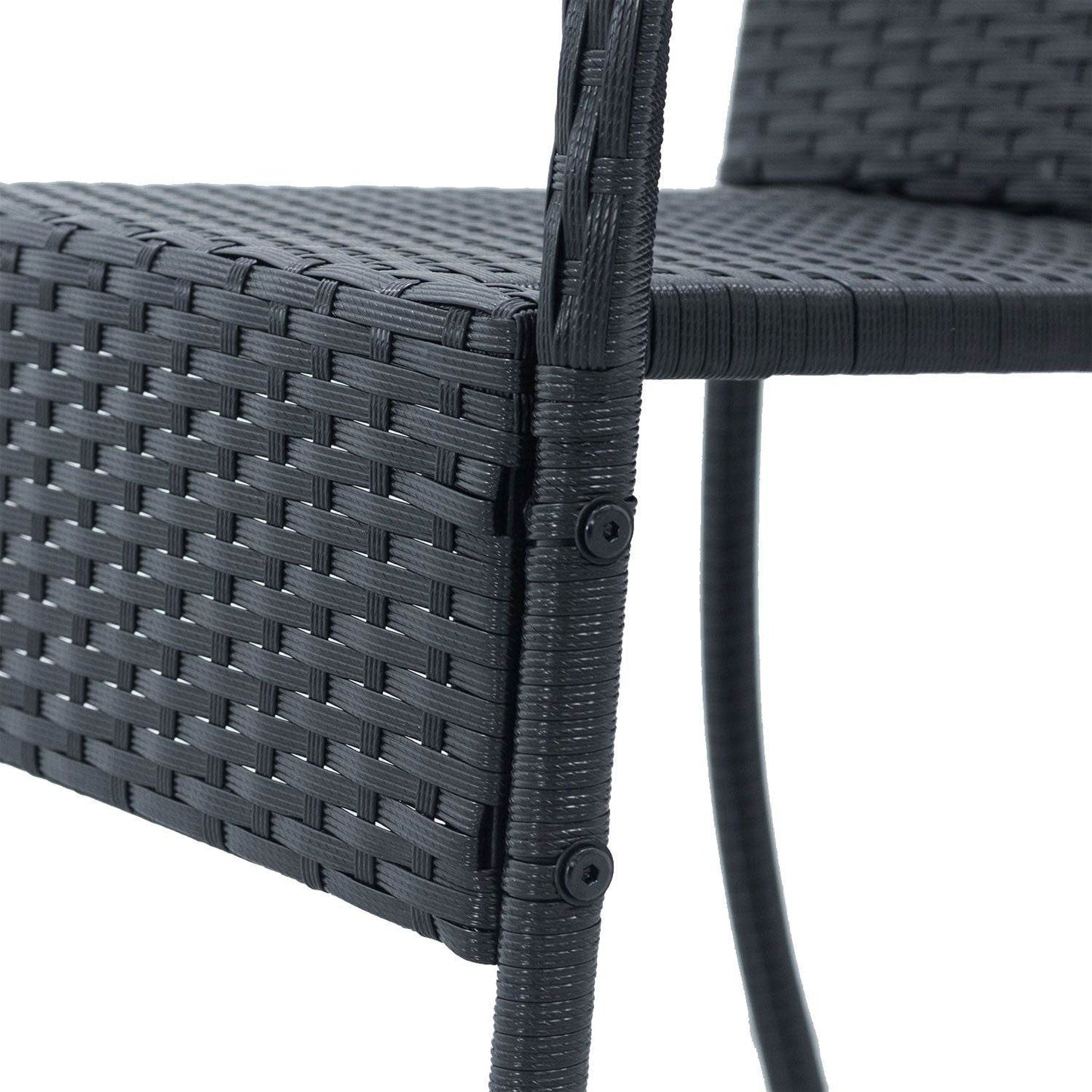 Polyrattan Gartenstühle Yoro 4er Set Schwarz - Palo24