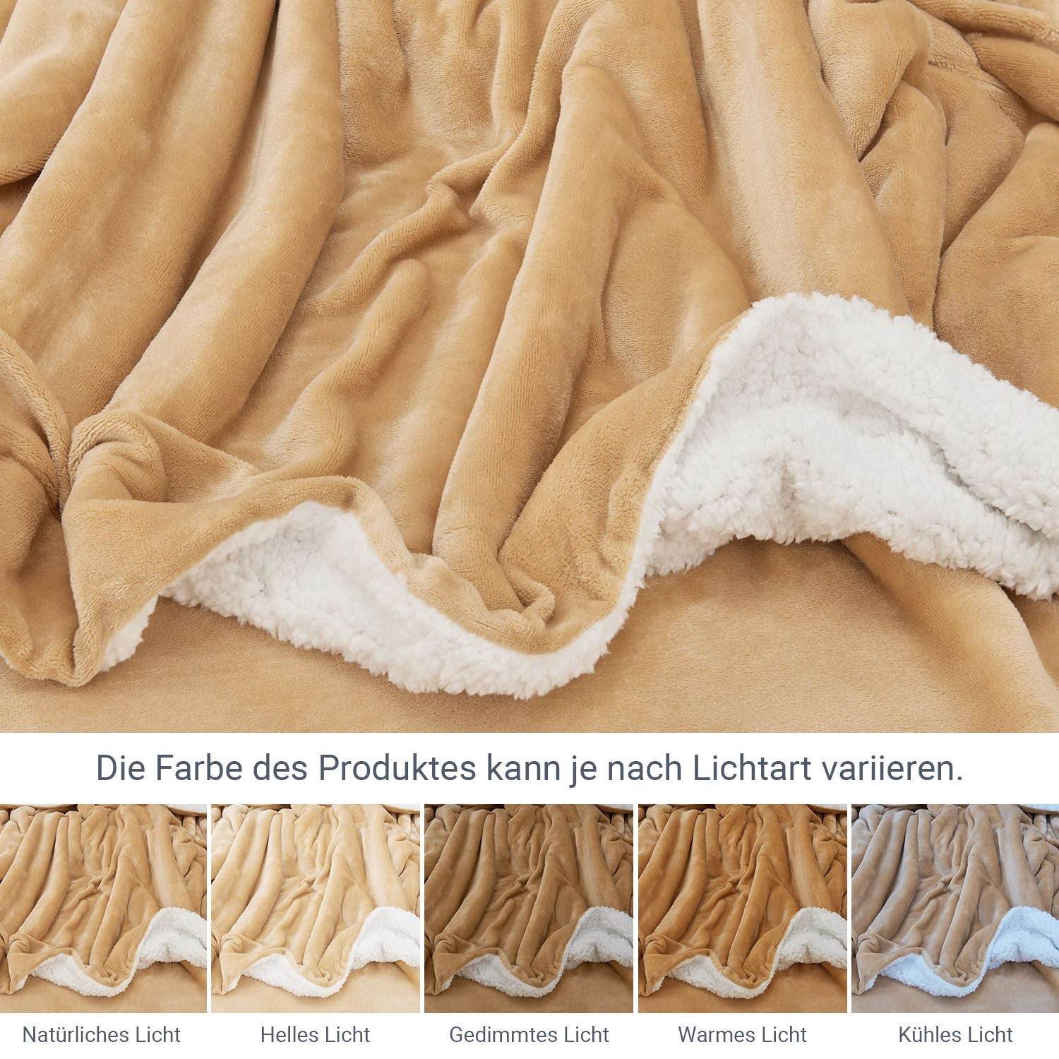 Fleecedecke 220x240 cm 2-Seitig Camel - Palo24