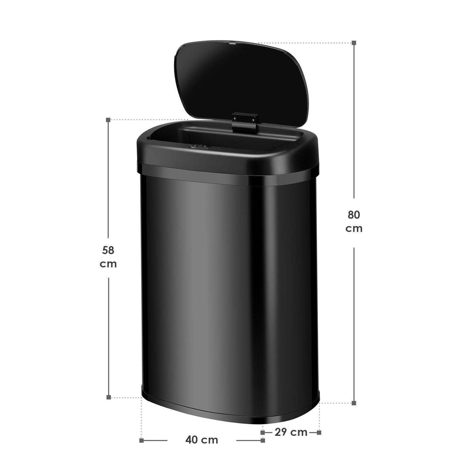 Automatischer Mülleimer mit Sensor - 50L Schwarz - Palo24